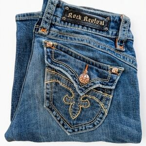 Rock Revival Gwen Low Rise Bootcut Medium Wash Jeans Size 29